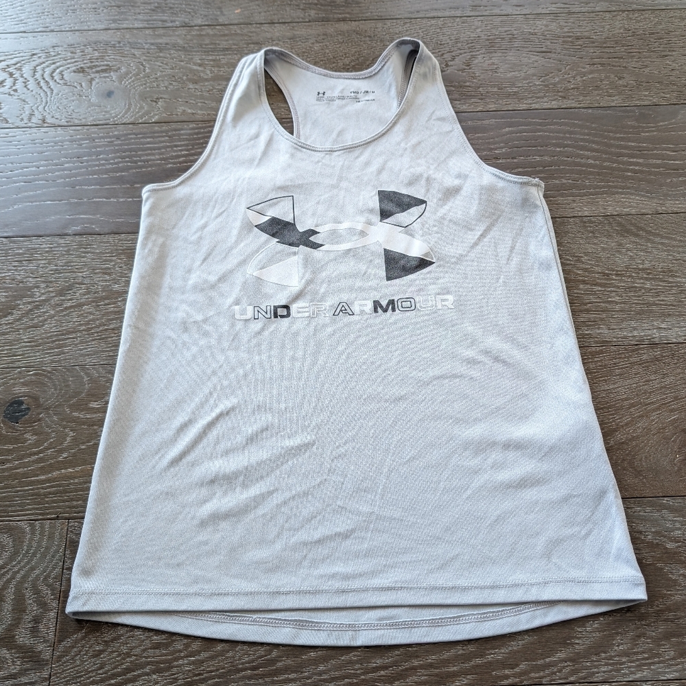 3/$15 - Under Armour Gray HeatGear Performance Raceback Tank Size Medium